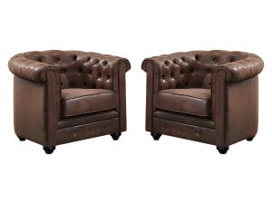 Sessel CHESTERFIELD 2er-Set Braun - Textil - 78 x 72 x 82 cm