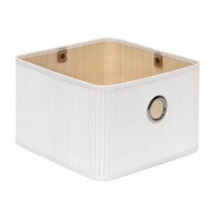 4x Corbeilles Panier de rangement bambou Argenté - Blanc