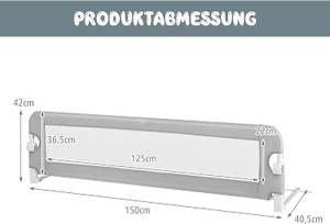 Bettgitter für Kleinkinder Grau - Metall - 41 x 42 x 150 cm