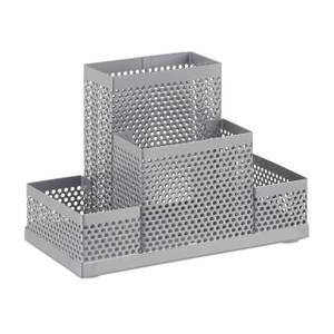 Schreibtischorganizer Metall gelocht Silber