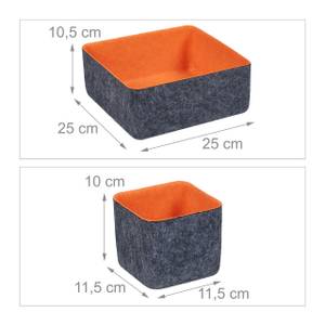 5x paniers de rangement Gris - Orange - Textile - 25 x 11 x 25 cm