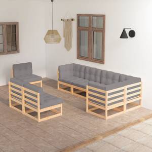 Salon de jardin (lot de 8) 3009797-2 Gris - Bois