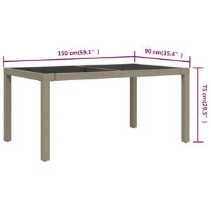 Table de jardin 3011479 Beige - Métal - Matière plastique - Polyrotin - 90 x 75 x 150 cm