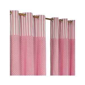 Gardinen Polka Dots & Streifen 2er Set Pink - 137 x 182 x 182 cm