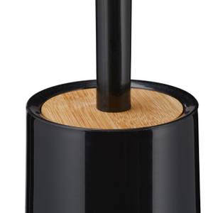 Brosse WC avec récipient Noir - Marron - Bambou - Matière plastique - 12 x 39 x 12 cm