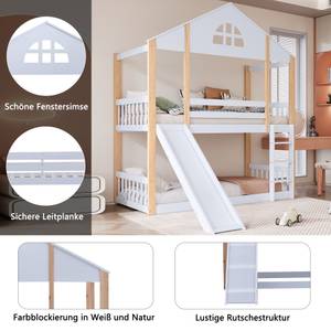 Etagenbett FunySafe Ⅰ Weiß - Holzwerkstoff - Massivholz - Holzart/Dekor - 205 x 233 x 205 cm