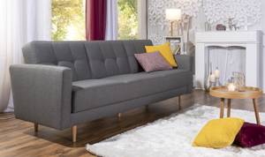 Jesper Sofa 3-Sitzer mit Bettfunktion Grau - Textil - Holz teilmassiv - 224 x 84 x 82 cm