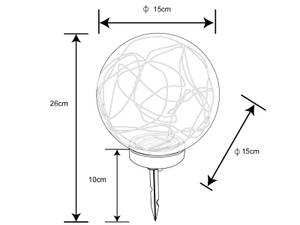2er Set Solarkugeln Garten, Ø 15cm 15 x 26 x 15 cm