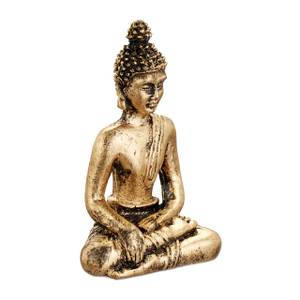Zen Garten mit Buddha Schwarz - Braun - Holzwerkstoff - Kunststoff - Stein - 13 x 12 x 13 cm