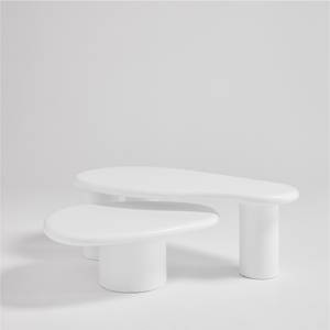 Table basse Luna Blanc - Pierre - 60 x 31 x 80 cm