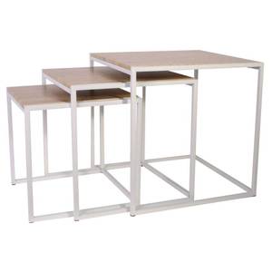 Tables carrées gigognes métal et bois (L Blanc