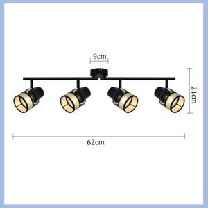 Deckenleuchte Rhythmus 4flammig Schwarz - Metall - 12 x 24 x 36 cm