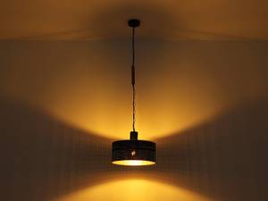 LED Pendelleuchte Schwarz Gold, Ø35cm Schwarz - Braun - Gold - Holzwerkstoff - Metall - 35 x 120 x 35 cm