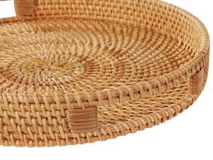 Tablett ADELSO 2-tlg Beige - Blau - Rattan - 27 x 4 x 27 cm