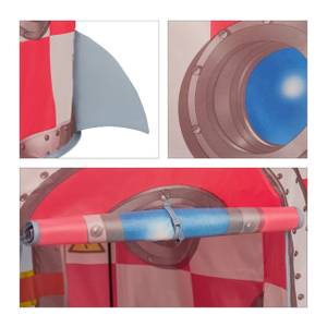Spielzelt Rakete Grau - Rot - Weiß - Kunststoff - Textil - 100 x 130 x 100 cm