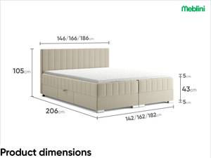 Boxspringbett Piaf Beige - Breite: 186 cm - H4