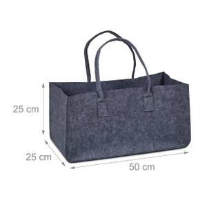 2er Set Kaminholztasche aus Filz Grau - Textil - 50 x 25 x 25 cm