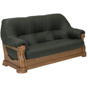 Arkansas Sofa 3-Sitzer Grün - Echtleder - Massivholz - 195 x 95 x 94 cm