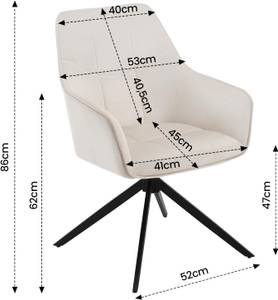 Esszimmerstuhl drehbar Oona(6er Set) Creme - Cremeweiß