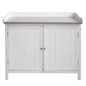 Gartenschrank mit Arbeitsplatte L69 Weiß - Holzart/Dekor - Holz teilmassiv - 100 x 86 x 66 cm