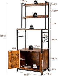 Küchenregal mit Lagerschrank Braun - Holzwerkstoff - 40 x 150 x 60 cm