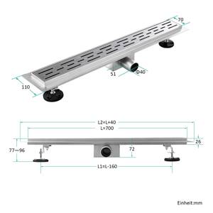 EMKE Duschrinne Bodenablauf 70cm Silber - Metall - 110 x 7 x 70 cm