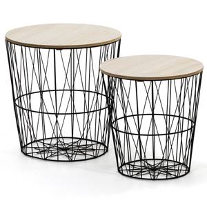 2 Tables Basses Guili Noir - Bois manufacturé - 40 x 41 x 40 cm