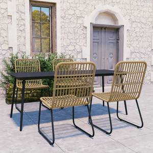 Garten-Essgruppe (5-teilig) 3012986-1 Schwarz - Kunststoff - Polyrattan - 80 x 74 x 150 cm