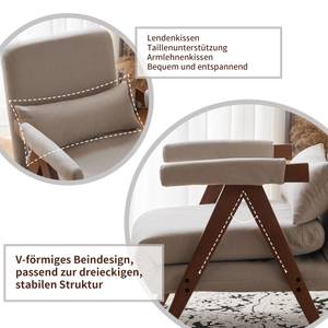 Liegesessel Dione Ⅱ Beige - Metall - Massivholz - Textil - Holzart/Dekor - 64 x 81 x 74 cm