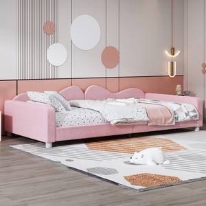 Polsterbett Aether Ⅲ Pink - Holzwerkstoff - Metall - Massivholz - Textil - Holzart/Dekor - 95 x 42 x 215 cm