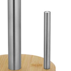 Runder Küchenrollenhalter mit Abrollstop Braun - Silber - Bambus - Metall - 16 x 33 x 16 cm