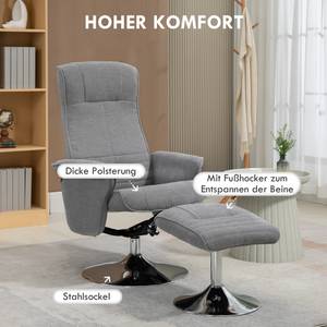 Relaxsessel mit Fußhocker 839-391V00GY Grau - Textil - 71 x 104 x 69 cm