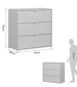 Kommode Sideboard mit 3 Schubladen Grau - Höhe: 73 cm