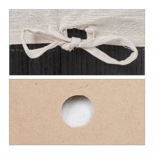 Lot de 4 paniers de rangement en bambou Noir - Blanc - Bambou - Bois manufacturé - Textile - 33 x 17 x 23 cm