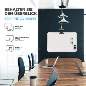 Whiteboard Set Weiß - Metall - 90 x 1 x 60 cm