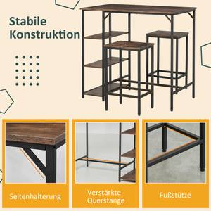 Bartisch-Set mit 2 Barhockern 835-338 Braun - Holzwerkstoff - 60 x 100 x 109 cm