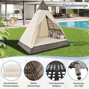 Gartenliege mit Rattanzelt Beige