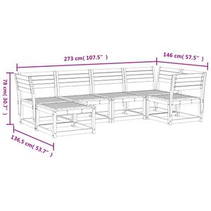 Gartensitzgruppe K3243(6-tlg) Weiß - Massivholz - 78 x 73 x 64 cm