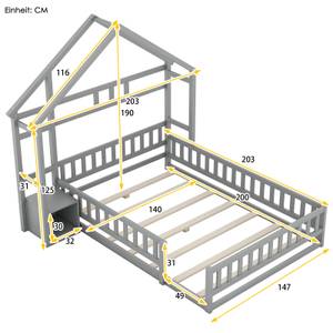 Kinderbett Hausbetten FZDC116 Grau