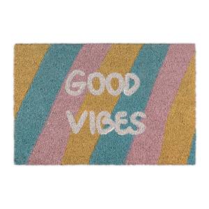 Fußmatte Kokos "Good Vibes" Blau - Pink - Gelb - Naturfaser - Kunststoff - 60 x 2 x 40 cm