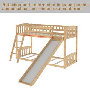 Etagenbett FunyCHANGEⅠ Beige - Holzwerkstoff - Massivholz - Holzart/Dekor - 253 x 133 x 208 cm