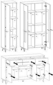 Wohnwand FRIDA 3-teilig Braun - Holzwerkstoff - 274 x 185 x 40 cm