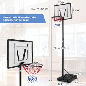 Basketballkorb EB50323DE Schwarz - Metall - 77 x 355 x 78 cm