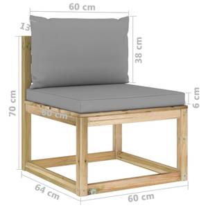 Garten-Mittelsofa 3009699-3 Grau - Holzwerkstoff - Holzart/Dekor - 60 x 70 x 64 cm