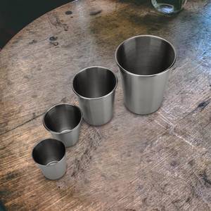 5x Stapelbare Edelstahl Becher 55 ml Silber - Metall - 10 x 15 x 10 cm