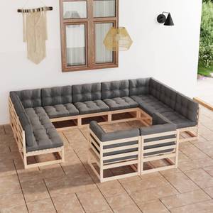 Salon de jardin (lot de 11) 3009765-2 Gris - Bois