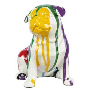 Statue petit chien Carlin multicolore Porcelaine - 20 x 18 x 11 cm