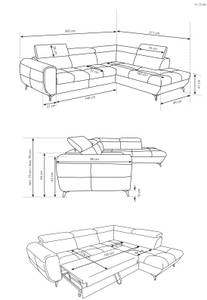 Ecksofa Mavi mit Schlaffunktion Nachtblau - Armlehne davorstehend links - Ottomane davorstehend links