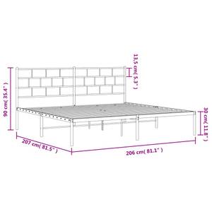 Metall Bettgestell 3030959-2 Weiß - 206 x 207 cm