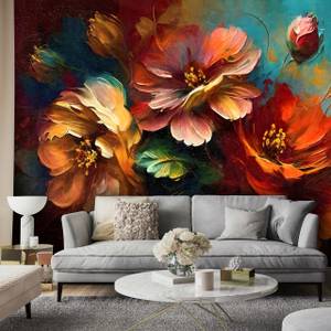 Vinyl Fototapete Blumen Kunst 416 x 254 cm - Strukturvlies